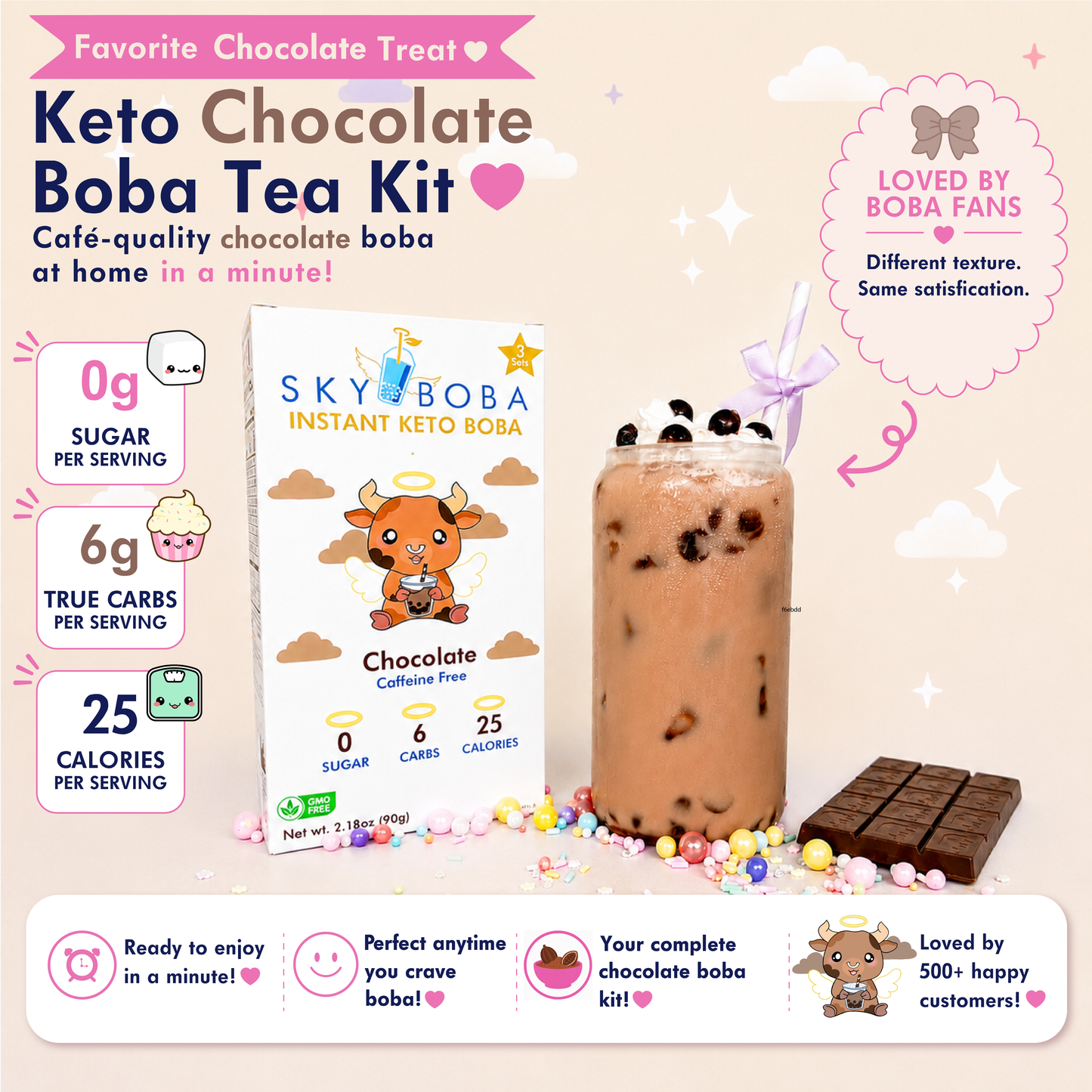 Keto Chocolate Boba Tea