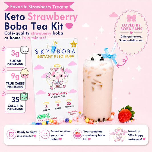Keto Strawberry Boba Tea