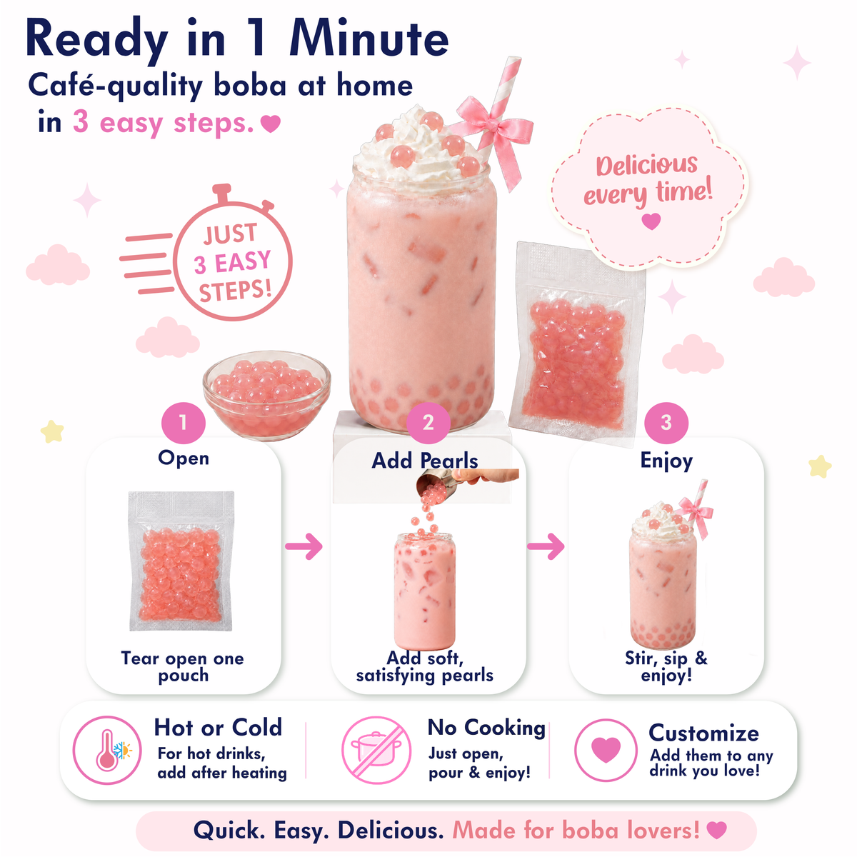 Strawberry Keto Boba Pearls