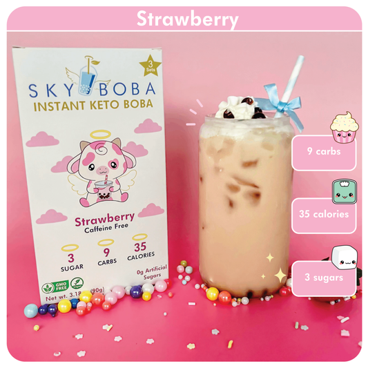Keto Strawberry Boba Tea