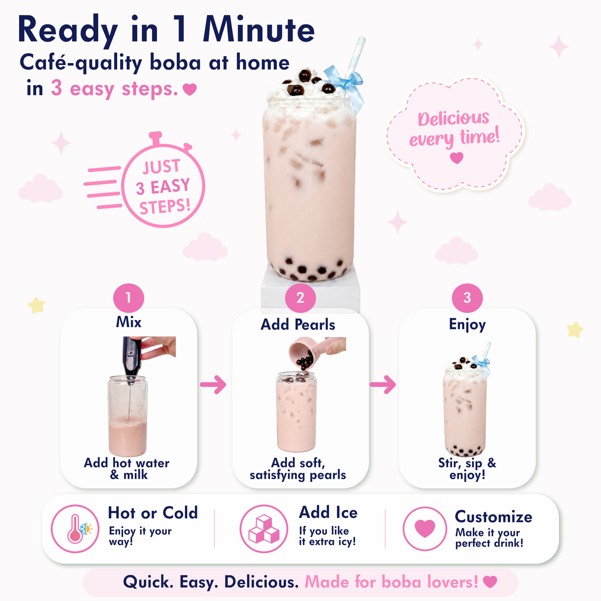 Keto Strawberry Boba Tea