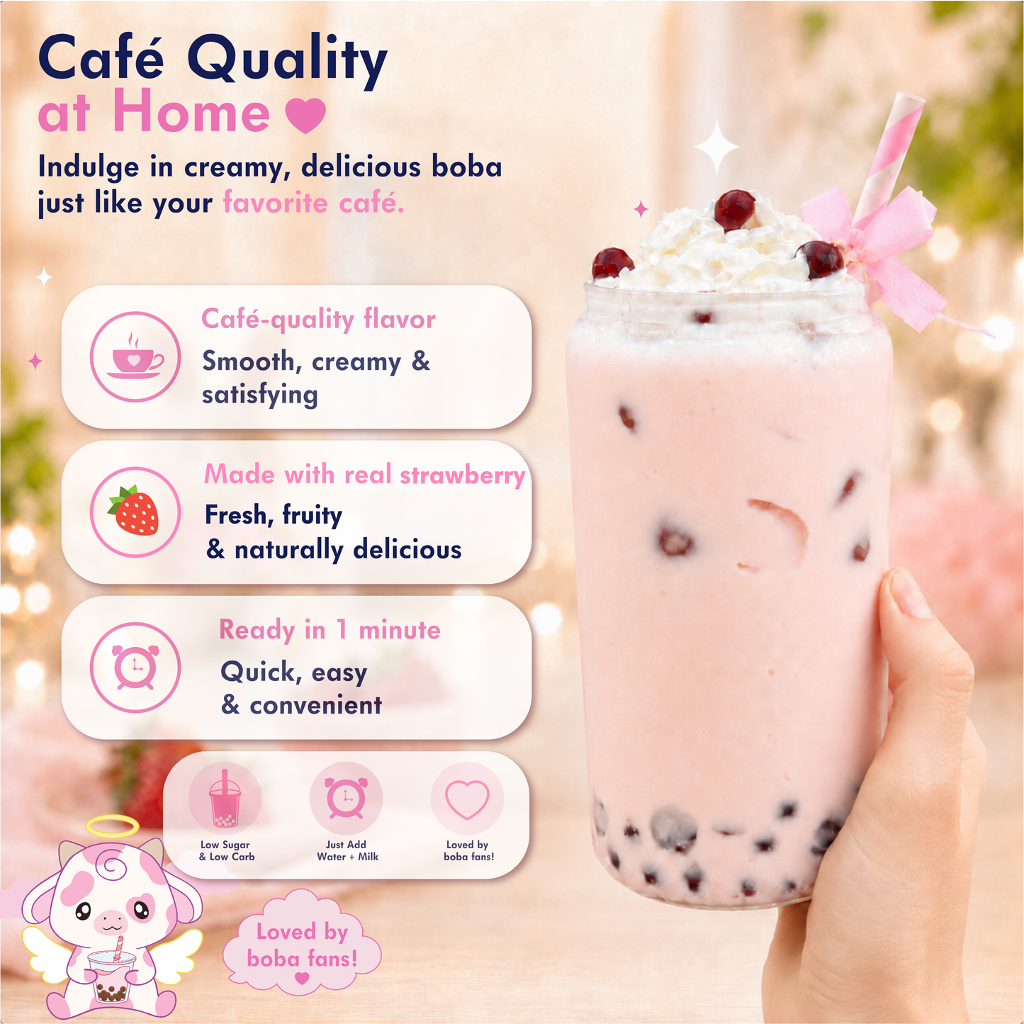 Keto Strawberry Boba Tea